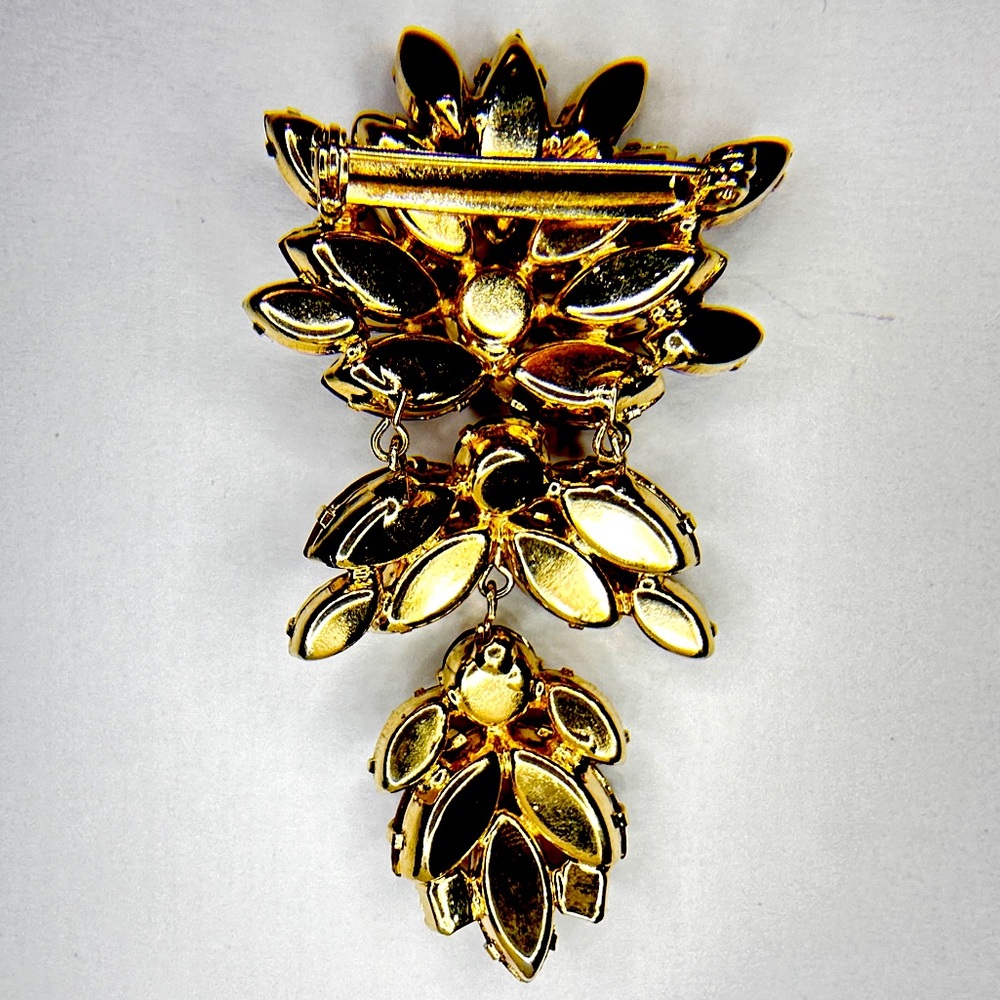 Amber & Topaz Glass Rhinestone Brooch - Picture 2 of 3